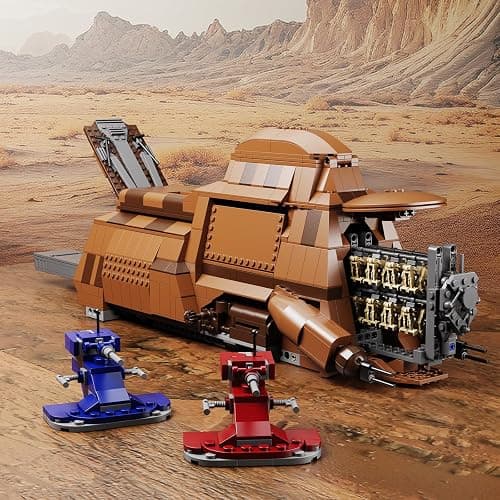 BuildingBoat Battle Trade Federation Droid Ship Multi Troop Transport Building Kit, Battle Soldiers Troop Carrier with 2 Droidekas & 8 Machine Gun，Builidng Toy for Kids Ages 12+(1286 Pieces) thumbnail 2