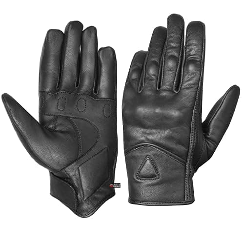 Jackets 4 Bikes Motorcycle Gloves - Premium Leather for Men Women, Touchscreen, Non-Slip, Motorbike Cruiser Street Biker Protector Glove thumbnail 9