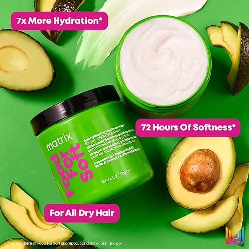 Matrix Rich Hydrating Treatment Mask for Very Dry and Porous Hair, With Avocado Oil and Hyaluronic Acid, Food For Soft, 500 ml thumbnail 8