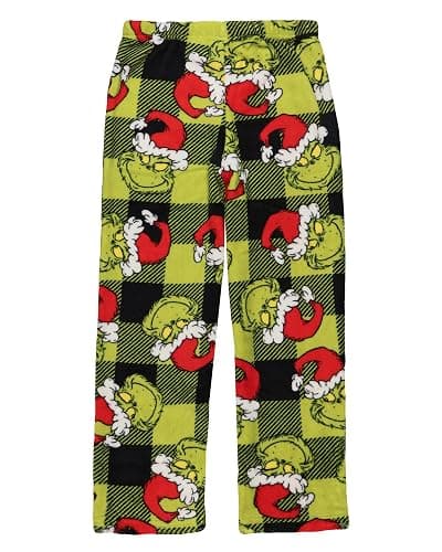 Dr. Seuss The Grinch Pajamas Kid's Santa Hat Buffalo Plaid Lounge Pants Pajama Bottoms thumbnail 4