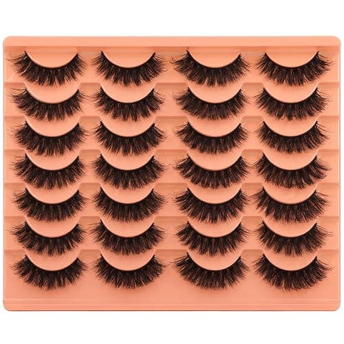 Short Lashes Natural Look False Eyelashes Thick Volume Faux Mink Lashes Pack Wispy Strip Fake Eyelashes Cat Eye Lashes that Look Like Extensions 14 Pairs thumbnail 2
