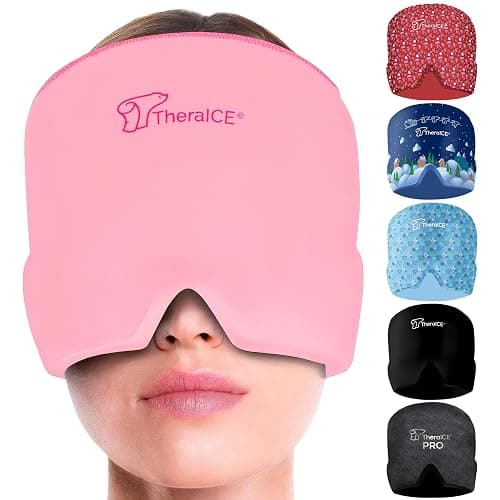 TheraICE Headache Relief Cap for Women, Headache Hat Migraine Ice Pack Mask | Soft Cold Compress Gel Head Wrap Soothes Tension and Stress, a Thoughtful Gift for Mom, Grandma or Any Special Her - Image 1