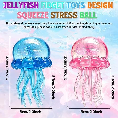 OESINS 2Pcs Jellyfish Squeeze Toys, Drop Malt Sugar Ball Relieve Stress | Squishies Slow Rising Fidget Toy for Kids, Sensory Toys for Anxiety Stress Relief, Summer Party Gifts for Kids Adult thumbnail 3