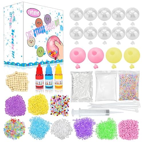 DIY Stress Ball Making Kit with Filler - 14 Stress Balls Skins - Squishy Making Kit- DIY Craft Kits Stress Balls - Handmade Make Your Own Stress Ball Kit for Adults - Crunchy Relaxing - Image 1