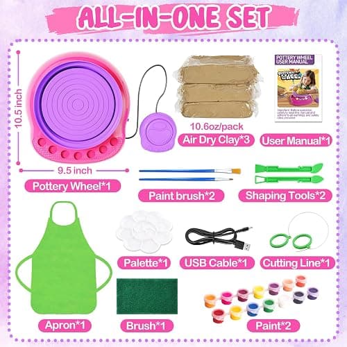 Pottery Wheel for Kids, Arts and Crafts for Kids Ages 8-12, Crafts for Girls 8-12, Complete DIY Clay Wheel Pottery Kit for Beginners, Kid Crafts Gifts for Girl Toys Ages 8 9 10 11 12 Year Old Birthday thumbnail 6