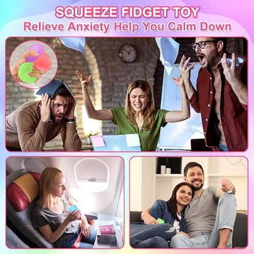 4 Pack Stress Cube Sensory Fidget Toys for Anxiety Stress Relief, Slow Rising Fidget Cube Squeeze Toys, Squishy Cube Filled with Thick Substance, Ice Cube Stress Balls for Adults Kids thumbnail 5