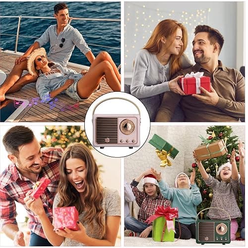 Dosmix Retro Bluetooth Speaker, Vintage Decor, Small Wireless Bluetooth Speaker, Cute Old Fashion Style for Kitchen Desk Bedroom Office Outdoor,Birthday Gifts Ideas for Women Teenage thumbnail 6