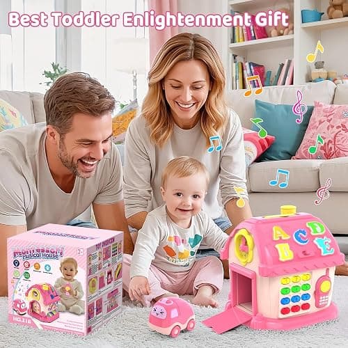 Montessori Toys for 1 Year Old Girl Gifts, 12-in-1 Musical House Toddler Learning Toys for 1-2, 1st First Birthday Gifts for Girls and Boys Baby 6-12 12-18 6-24 Months thumbnail 2