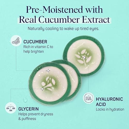 SpaLife Cooling Cucumber Eye Pads | Spa Gifts & Korean Dark Circles & Puffy Eyes Treatment | Nourishing Cucumber Eye Pads | Eye Mask for Puffy Eyes Daily Depuffing Eye Patches | 4 Packs of 12 thumbnail 3