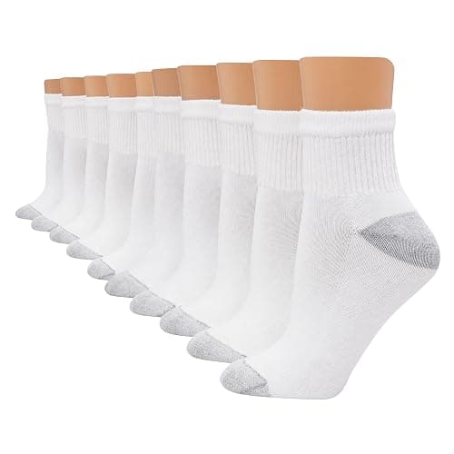 Hanes Women's Ankle, Moisture-Wicking Socks for Women, Cushioned Athletic Ankle Socks, 10-Pack - Image 1