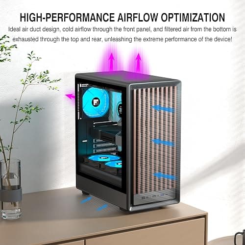 FOIFKIN M1 PC Case -Walnut Front pane Pre-Installed 4 PWM ARGB Fan, ATX Mid-Tower Gaming PC Case, with Type-C,FOIFKIN (Black, M1) thumbnail 6