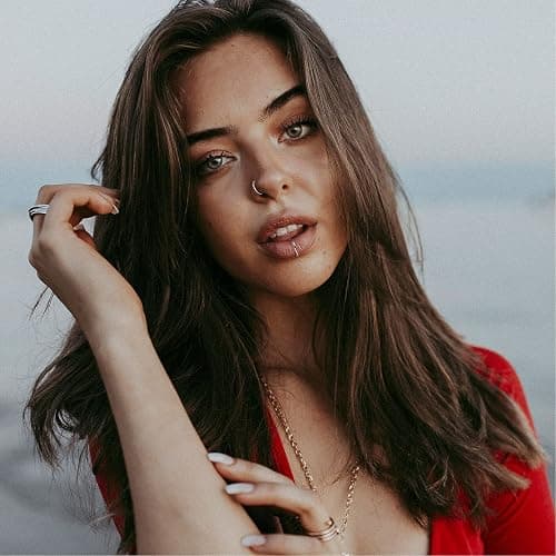 Jstyle 5Pcs 18G 16G Surgical Steel Nose Rings Hoop for Women Opal CZ Clicker Hinged Septum Nose Ring Lip Helix Cartilage Hoop Earring Daith Rook Conch Piercing Jewelry for Women 8mm 10mm thumbnail 3