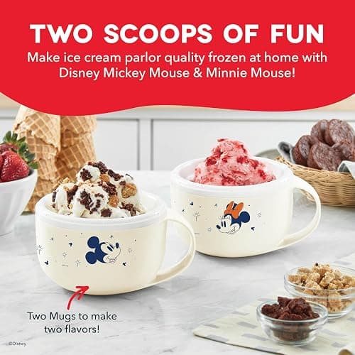 Disney Dash My Mug Ice Cream Maker Bundle - Mini Electric Ice Cream Maker - Creates Gelato, Sorbet & Frozen Yogurt - Easy to Clean & Use - 2 Mugs, Mickey & Minnie Design thumbnail 3