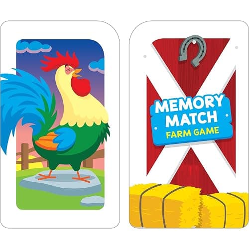 School Zone Memory Match Farm Card Game: 56 Game Cards, Preschool, Kindergarten, Animals, Early Reading, Counting, Matching, Vocabulary, Ages 3+ thumbnail 3