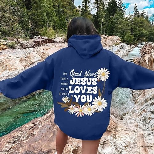 Christian Graphic Hoodies Fall Fashion 2025 Preppy Letter Print Long Sleeve Pullover Sweatshirt with Pocket Teen Girls thumbnail 2