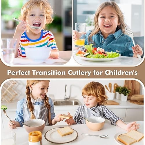 DRKIO Stainless Steel Toddler Utensils Set - 12 Pieces Kids Silverware Set Children Safe Food Grade Small Forks and Spoons Dishwasher Safe Mirror Polished thumbnail 7