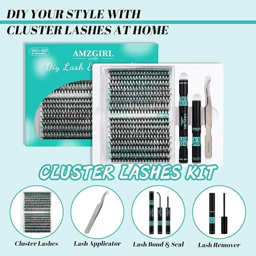 Lash Clusters Kit 320Pcs,DIY Individual Lashes Extension Kit,Lash Bond And Seal,Lash Remover For Eyelashes Extensions,Lash Applicator Tool For False Eyelash Cluster Kit At Home(3040D,D-Mix9-16mm Kit) thumbnail 2