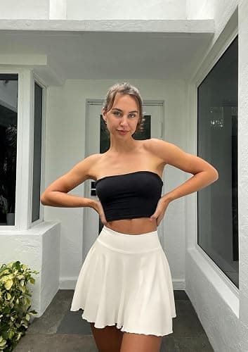 OQQ Women 2 Piece Skirts 2 in 1 Flowy Basic Versatile Stretchy Flared Casual Mini Skirts thumbnail 5
