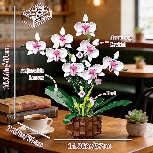 Orchid Building Set, Compatible with Lego Flowers for Adults,Botanicals Orchid Building Blocks Sets with Fairy Lights, Artificial Plant Home Decor, Gifts for Birthday, Valentine's Day, Mother's Days thumbnail 3