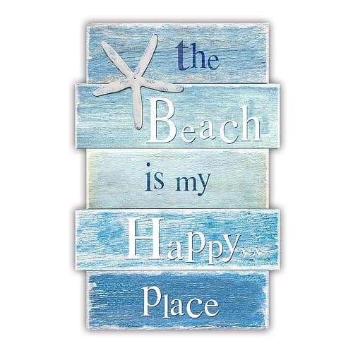 MODE HOME Coastal Wall Decor for Home, Beach Wall Art Wooden Hanging Sign with Starfish Element, Perfect Beach Themed Room Decor and Ocean Decor for Bathroom Bedroom Coastal Living Spaces 11.5" x 17" - Image 1