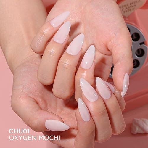 Bluesky Jelly Gel Nail Polish 10ml, Oxygen Mochi - CHU01, Sheer White Gel Nail Polish for 21 Day Manicure, Requires Curing Under LED UV Nail Lamp thumbnail 3