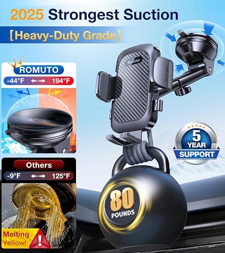 Romuto Phone Holders for Your Car Phone Holder Mount【Super Suction】Cell Phone Mount for Car Accessories for Women Men Dashboard/Windshield/Vent Truck Stand Wall Mounts for iPhone 17 Pro Max 16 Samsung thumbnail 4
