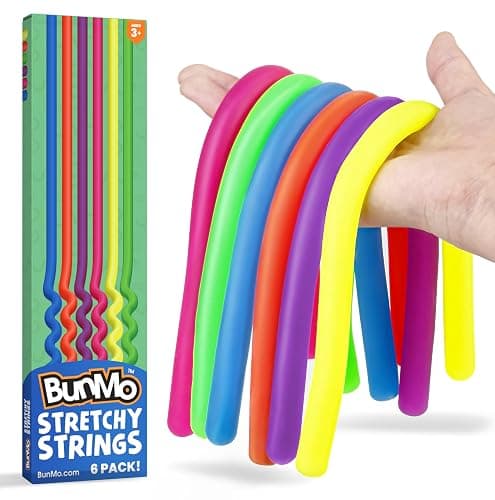 BUNMO Kids Easter Basket Stuffers - Sensory Stretchy Strings for Toddlers 3+ - Stimulating Fidget Toys for Toddlers - Easter Basket Stuffers for Kids - Hours of Fun- Non-Mouthable 3+ - Smooth 6 Pack - Image 1