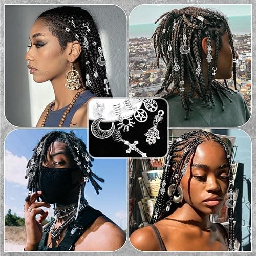 NAISKA Vikings Hair Jewelry for Braids, 186Pcs Norse Runes Tube Beads Cross Snake Loc Dreadlock Accessories, Non-Piercing Ear Cuffs Locs Jewelry for Women and Men thumbnail 5