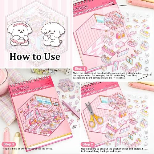 Scene Sticker Book for Kids, 20 Sets of 3D Sticker Scenes for Adults Fun Mini Cute Kawaii Stickers Therapy 3D Scenes Stickers Set Relief Stress Pass The Time, Holiday & Christmas Fun thumbnail 4