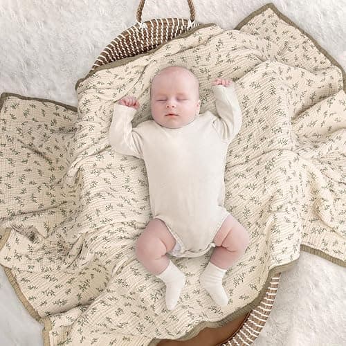 Lulu Moon Muslin Baby Blanket - Cotton Toddler Blankets for Cribs - Quilt Nursery Blanket for Baby Boys and Girls 47"x47"(Autumn Leaf) thumbnail 6