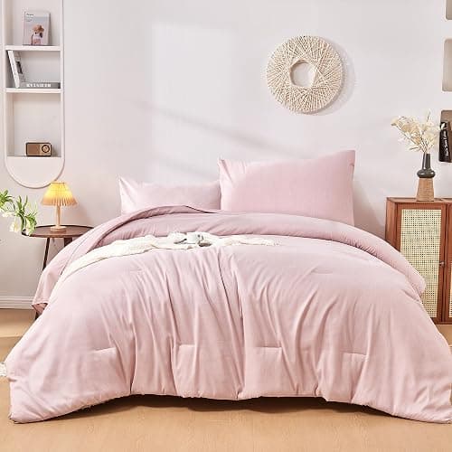 DECMAY Pink Twin Comforter Set for Girls 5 Piece Bed in a Bag Twin | Cationic Dyeing, Soft Lightweight Twin Bedding Set with Sheets, Pillowcase, Pillow Sham, All Season Bed Set for Girls thumbnail 2