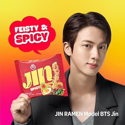 OTOKI Jin Ramen (SPICY), BTS Jin & JIN RAMEN edition without BTS Jin Sticker, Authentic Korean Instant Noodles, Rich and Savory Beef Broth, Quick and Easy Meal 4.23 oz x 18 Pack (1 Box) (PACK OF 18, SPICY) thumbnail 3