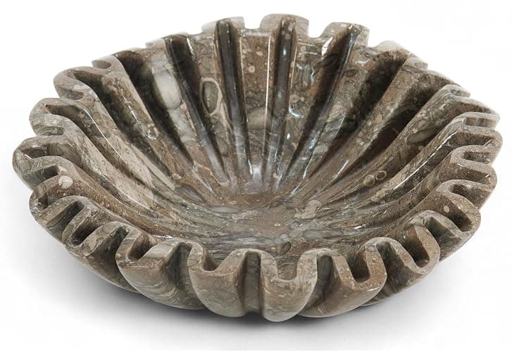 SPESHSTONES Marble Ruffle Bowl 8 Inch Oceanic Stone Large Decorative Fruit Bowl for Kitchen Counter & Dining Table Centerpiece - Modern Fluted and Scalloped Bowls for Christmas Gifts & Home Decor thumbnail 2