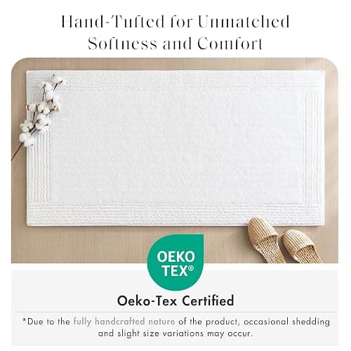 Madison Park Splendor Reversible 100% Cotton Tufted Bathroom Rug-3000 GSM Hotel Quality Luxurious Plush Medium Pile Bath Mat Absorbent, Quick Dry, Shower Room Décor, 21x34, White thumbnail 4