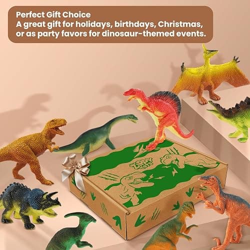 Zippytots Dinosaur Toys for Kids 3-5, 10 PCS Realistic Plastic Dinosaur Figure Toy Set Including T-Rex, Stegosaurus, Spinosaurus, Ideal Gift for Toddle thumbnail 6