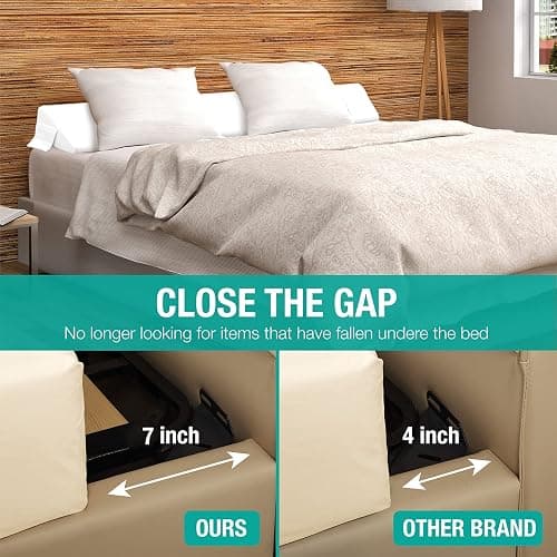 Vekkia Queen Size Bed Wedge Pillow for Headboard Gap/Mattress Wedge Gap Filler/Bed Gap Filler Fill 0-6" Gap Between Headboard and Mattress,60"x10"x6"-White thumbnail 5