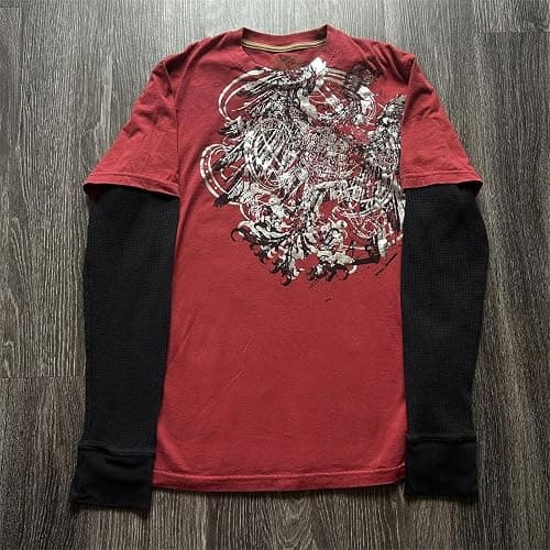 Alyweatry Emo Grunge Shirts Women Fake Two-Piece 2000s Graphic Long Sleeve Vintage Y2k Top Teen Goth Alt Clothes thumbnail 3