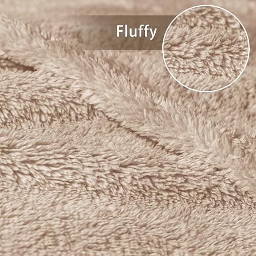 Exclusivo Mezcla King Size Flannel Fleece Blanket, Super Soft Velvet Plush Bed Blanket, Fuzzy Cozy and Warm for Winter, 90x104 Inches, Beige thumbnail 7