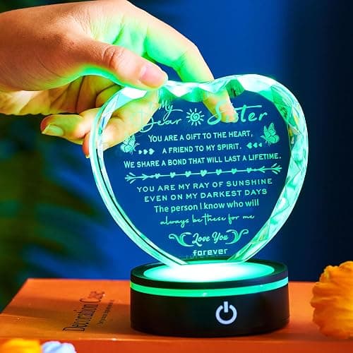 Ghtixsu Sister Gifts Crystal Keepsake with LED Base, Laser Engraved Sister Gift from Sister, Soul Sister Presents for Women, Unique Big Sister Birthday Gifts for Girls, Best Sister Ever Gifts thumbnail 4