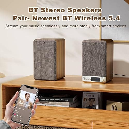 3.5" Computer Speakers for Desktop PC, Active Bookshelf Speakers Pair for Vinyl Record Player, Stereo Speakers with 3.5mm Aux RCA Input, BT 5.4, USB Powered for Turntable Laptop Gaming Monitor thumbnail 5