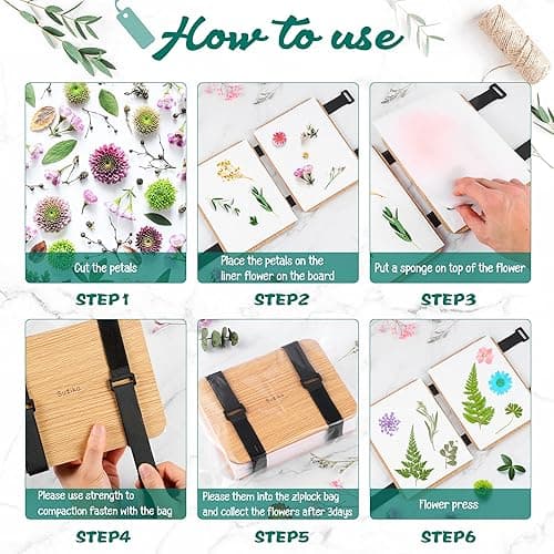Suziko Professional Flower Press Kit 6 Layers 6.3 x 8.3 inch , Flower Pressing Kit for Adults Kids, Great Gift for Daughter - wood thumbnail 6