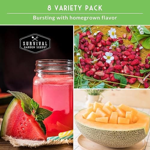 Fruit Seeds for Planting 8 Variety Pack - Non-GMO Heirloom Fruits | Watermelon, Cantaloupe, Melon, Strawberry, Ground Cherry for Home Vegetable Gardens - Survival Garden Seeds thumbnail 4