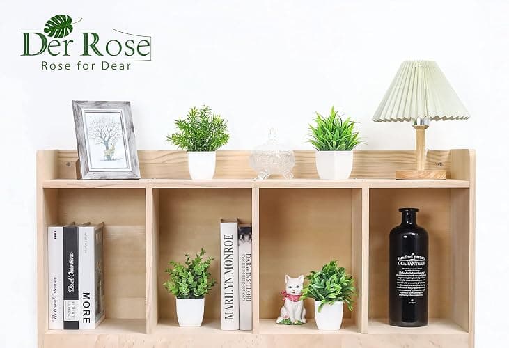 Der Rose 4 Pack Mini Faux Plants Small Plants for Home Shelf Decor | Beautiful vibrant color，suitable for desks shelves windowsills bathrooms offices decor, lightweight and easy to place thumbnail 5
