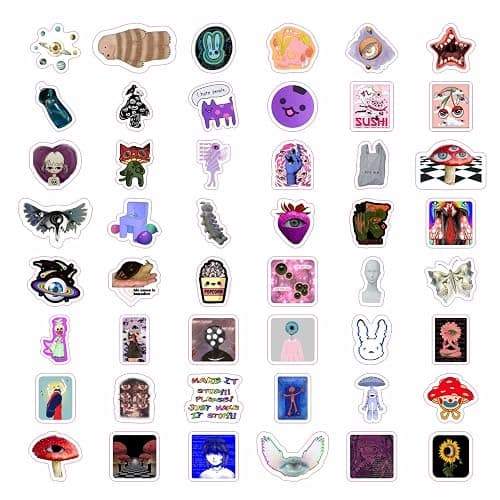BulbaCraft 100Pcs Weirdcore Stickers, Weird Stickers for Adults, Weird Gifts, Psychedelic Decals, Trippy Decals, Weirdcore Accessories, Gifts for Women & Men thumbnail 4