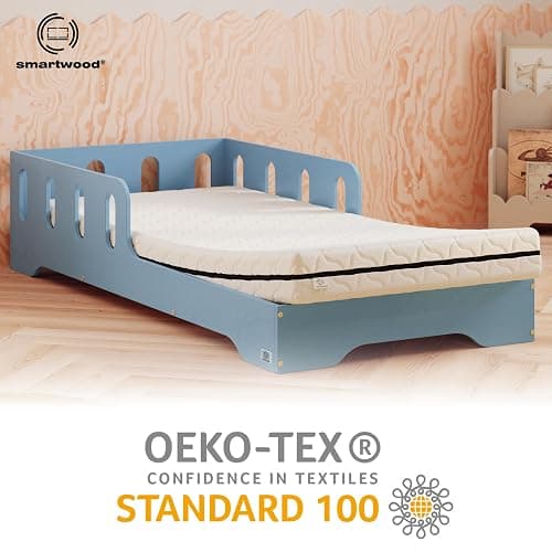 smartwood Matelas 90x190 Enfant – Mousse Matelas 12 cm – Mi-fermé H2 Certifié Oeko-TEX – Réversible – Housse Lavable Anti-Allergique et Respirante | Made in EU thumbnail 6