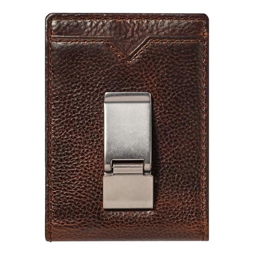 House of Jack Co. Deacon Bifold Money Clip Wallet for Men – Slim Front Pocket Leather Wallet with Metal Cash Clip, Exterior ID Window & Card Holder, Full-Grain Cowhide, Brown thumbnail 6