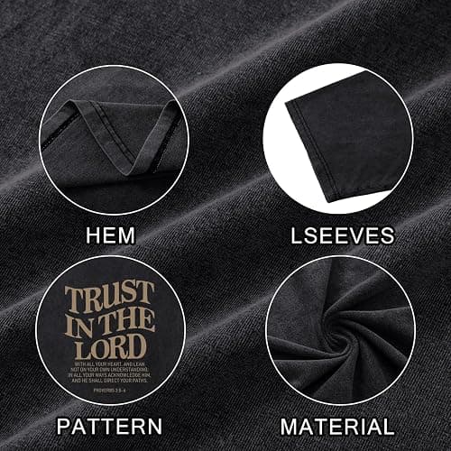 Wrenpies Mens Oversized Christian Shirts God Faith Jesus Religious Tshirts Trust in The Lord Bible Verse Tees Acid Wash Tops thumbnail 6