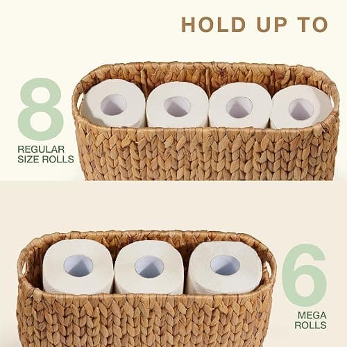 Toilet Paper Storage Basket, Toilet Paper Holder with Storage for Up to 8 Rolls, Coastal Bathroom Decor, Rattan Bathroom Accessories thumbnail 7