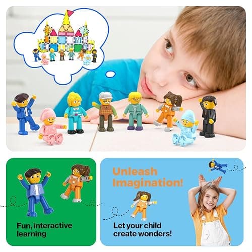 PicassoTiles 8 Piece Magnetic Action Figures Family Character Set Compatible with Magnet Tile Building Blocks STEM Educational Toy for Kids Pretend Play Construction Expansion Pack Creative Play PTA11 thumbnail 5