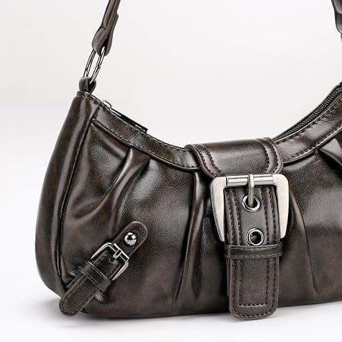 WantGor Women's Shoulder Bag, Clutch Tote Bags Top Handle Purse Zipper Handbag Buckle Punk Purses Trendy Underarm Bag thumbnail 6